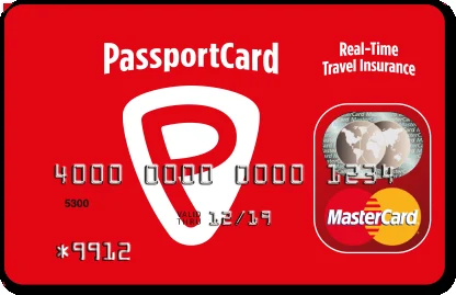 כרטיס PassportCard אדום על רקע לבן